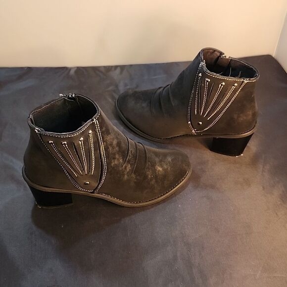 ROCKOMI WOMENS ANKLE  COMFORT CHUNKY HEEL ANKLE with ZIPPER BOOTIE - Picture 7 of 14